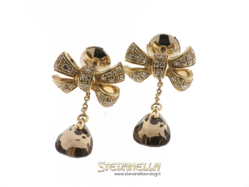 POMELLATO orecchini Forever oro rosa diamanti brown e qu.fum ref